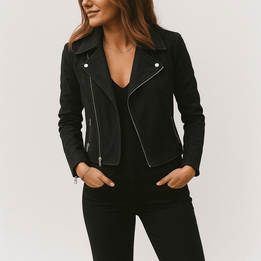 Jacke Damen - Asymmetrische Wildlederjacke