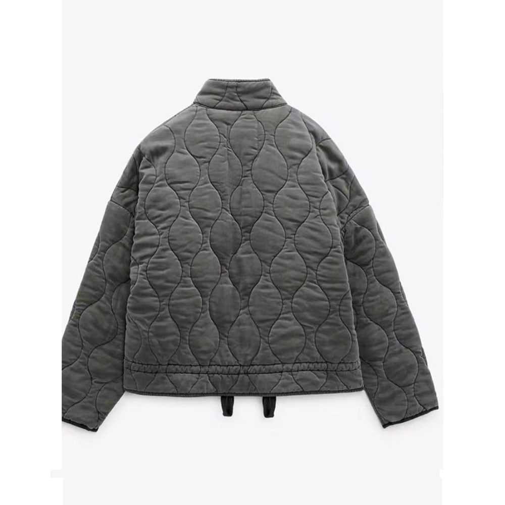 Damen Oversize Steppjacke mit Taschen und Reißverschluss – Modische Winterjacke 2024