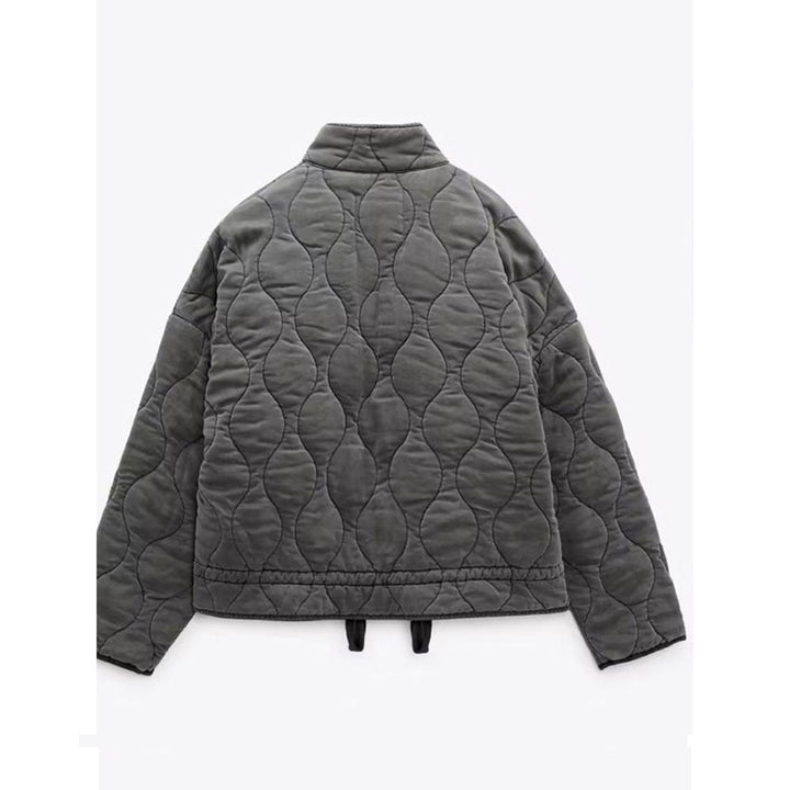 Damen Oversize Steppjacke mit Taschen und Reißverschluss – Modische Winterjacke 2024