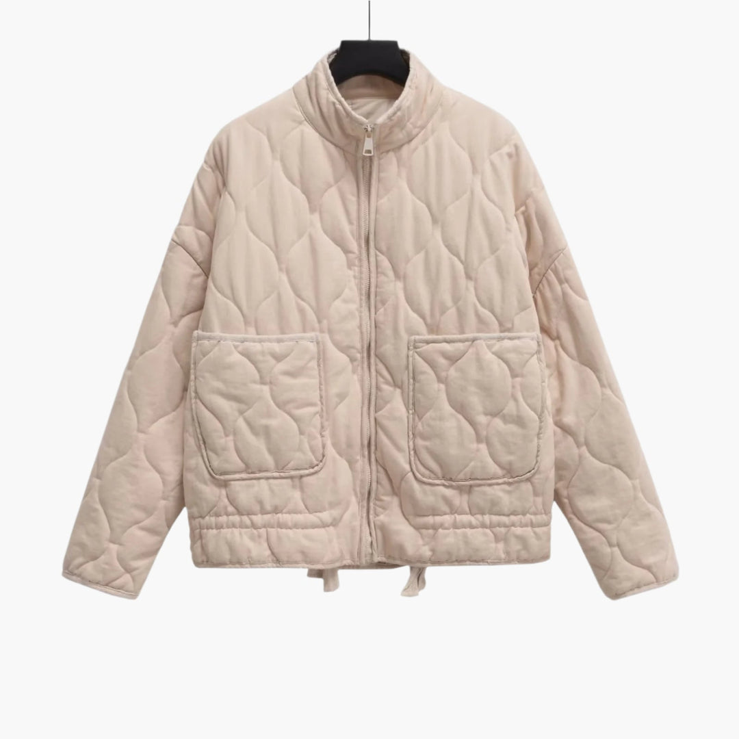 Damen Oversize Steppjacke mit Taschen und Reißverschluss – Modische Winterjacke 2024