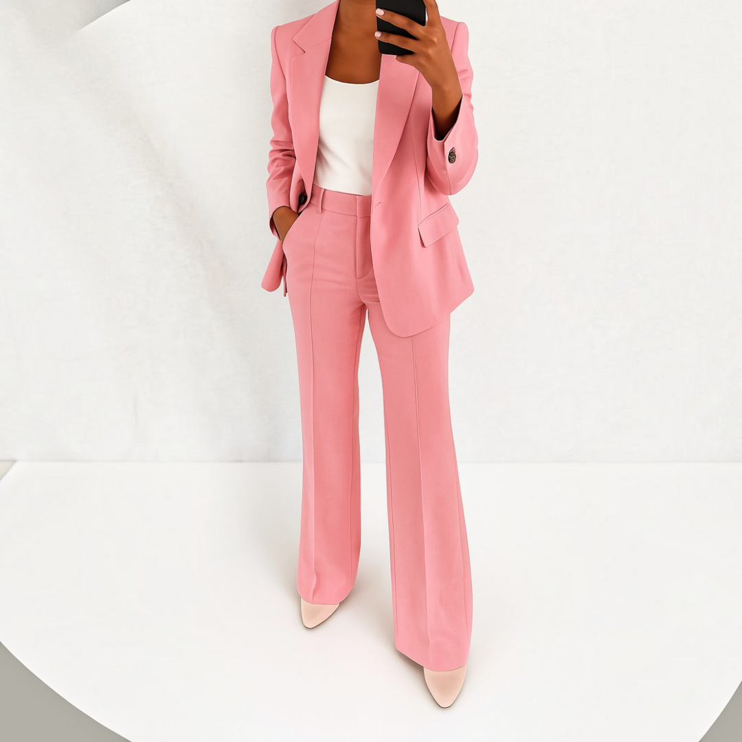 Damen-Anzugset mit Stretch-Blazer und geraden Hosen, knitterresistent