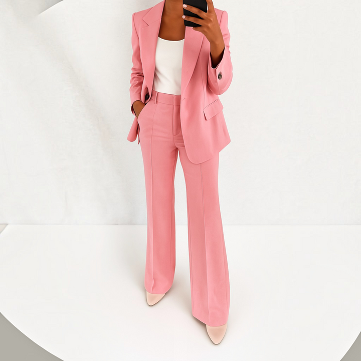 Damen-Anzugset mit Stretch-Blazer und geraden Hosen, knitterresistent