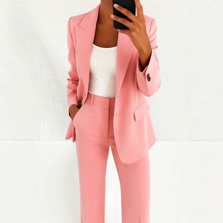 Damen-Anzugset mit Stretch-Blazer und geraden Hosen, knitterresistent