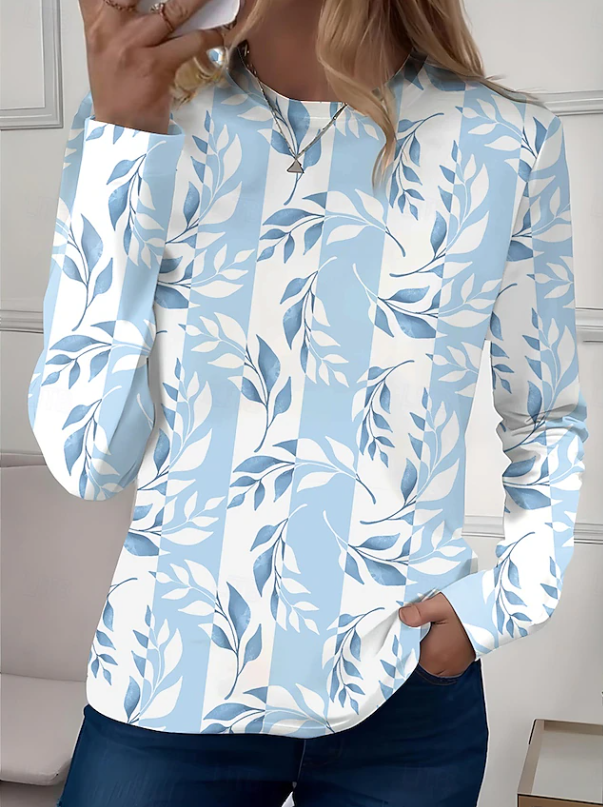 Robyn | T-shirt décontracté à manches longues et col rond à motif floral