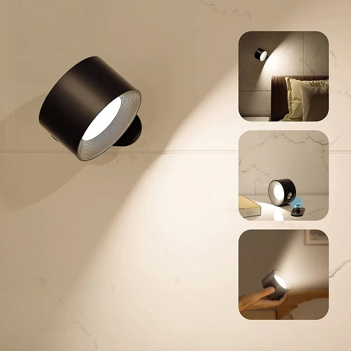 Multifunctional Wireless Wall Lamp Rechargeable &amp; Dimmable with 360° Rotation