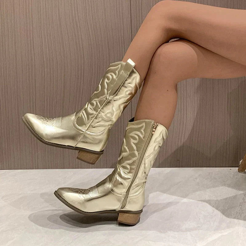 Sophie - Metallic Cowboy-Stiefel