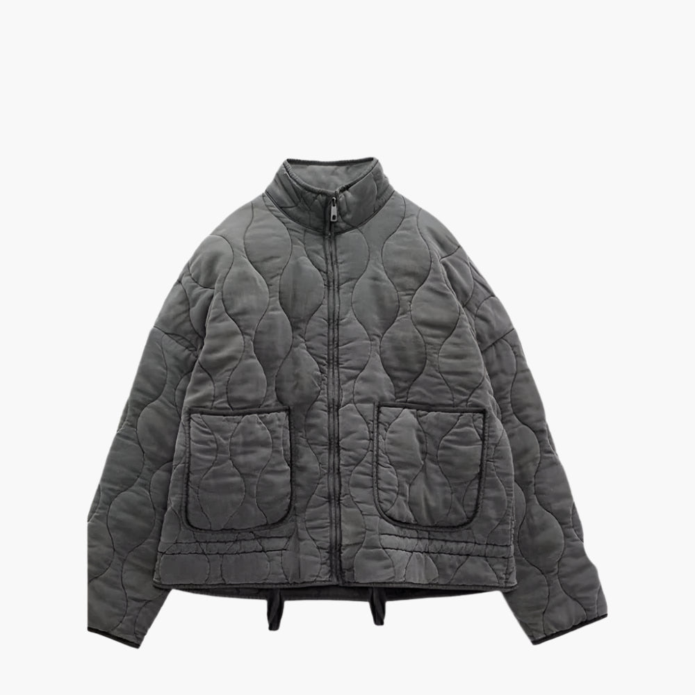 Damen Oversize Steppjacke mit Taschen und Reißverschluss – Modische Winterjacke 2024