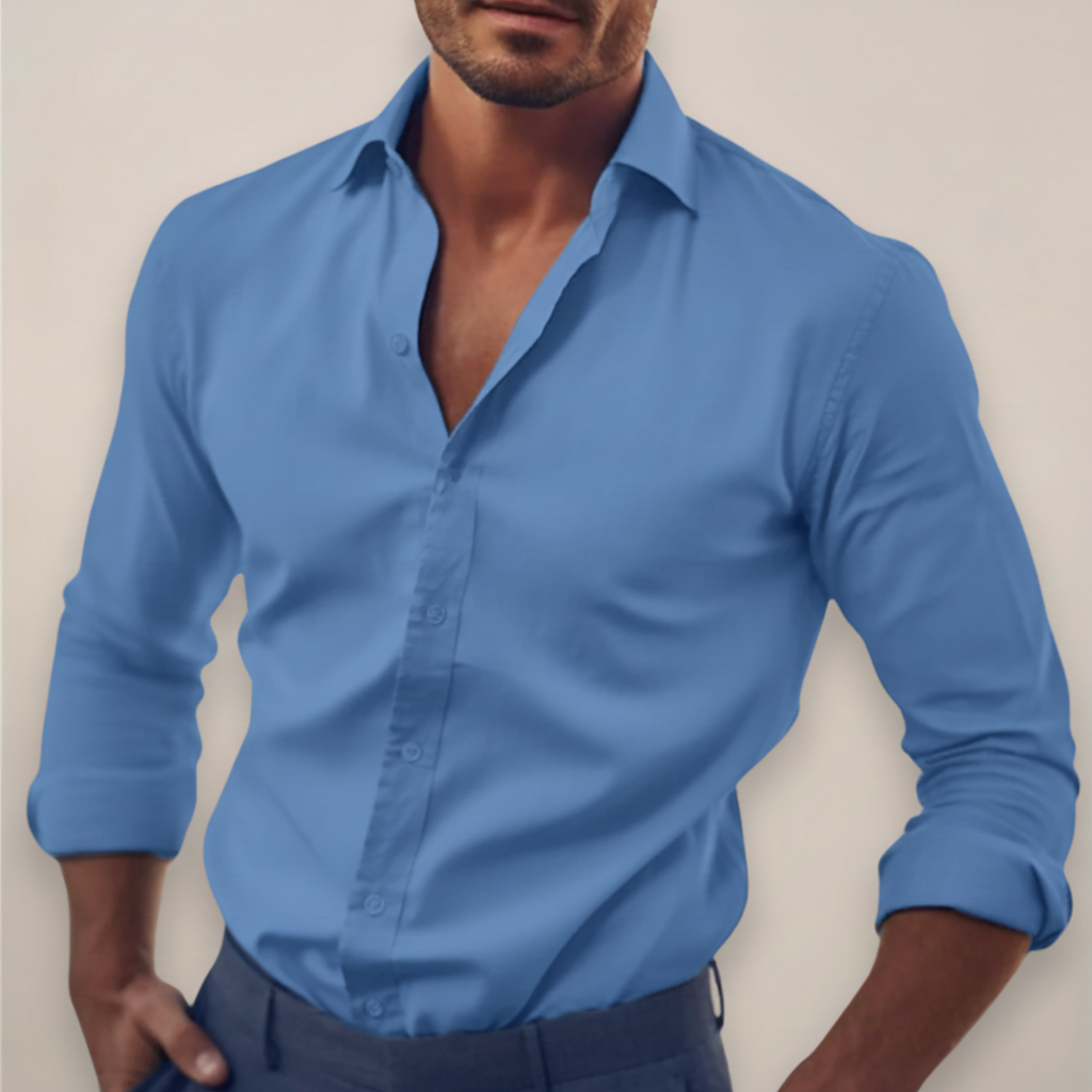 Chemise habillée slim fit à manches longues boutonnée pour homme