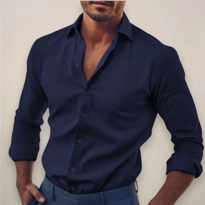 Chemise habillée slim fit à manches longues boutonnée pour homme