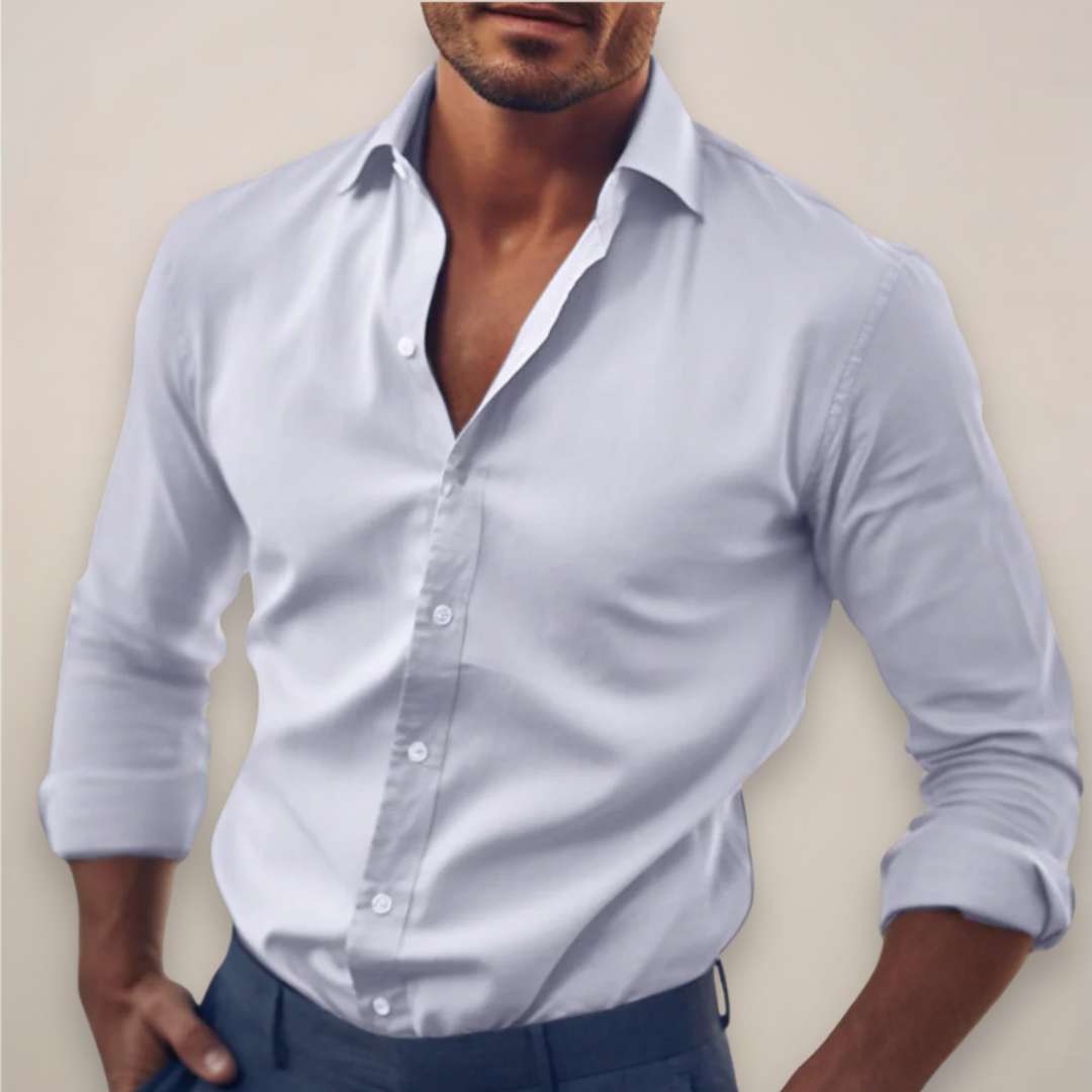Chemise habillée slim fit à manches longues boutonnée pour homme