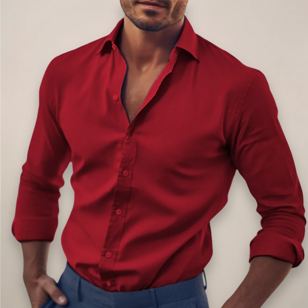 Chemise habillée slim fit à manches longues boutonnée pour homme