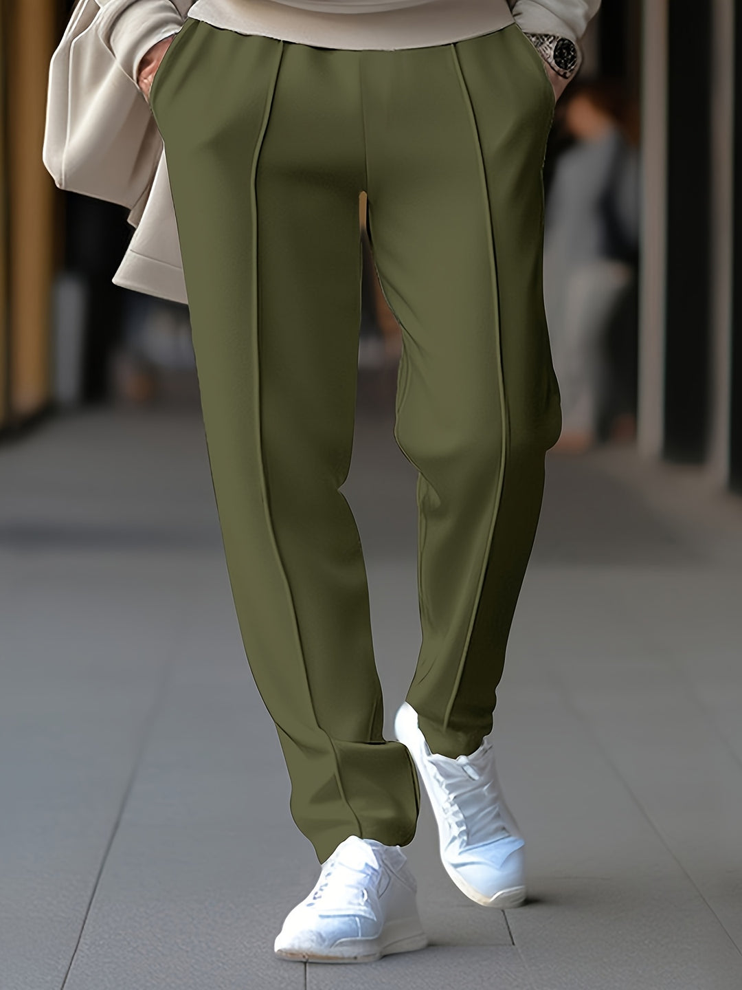 Schmale Herren Slim Tapered Hose mit Kordelzugbund und vorderer Nahtdetail