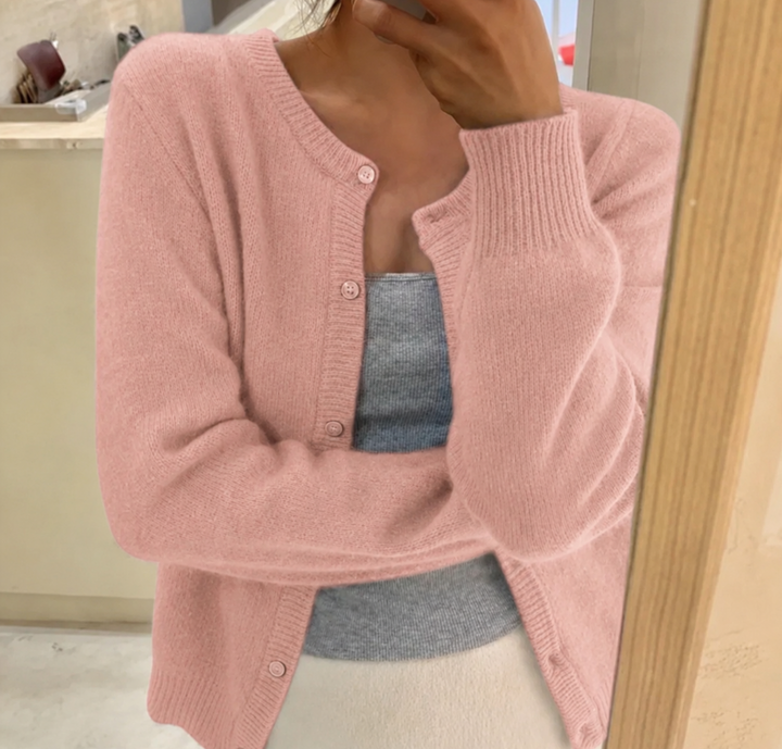 Weicher Strick-Cardigan mit Knopfverschluss und Rundhalsausschnitt
