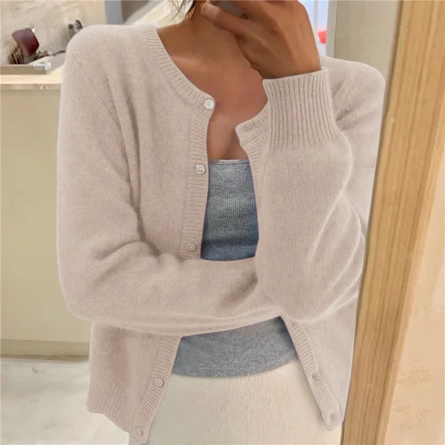Weicher Strick-Cardigan mit Knopfverschluss und Rundhalsausschnitt
