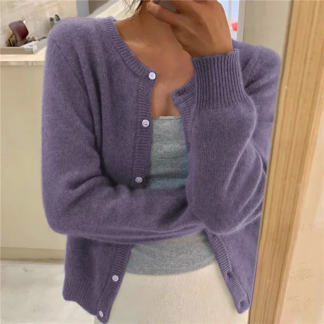 Weicher Strick-Cardigan mit Knopfverschluss und Rundhalsausschnitt