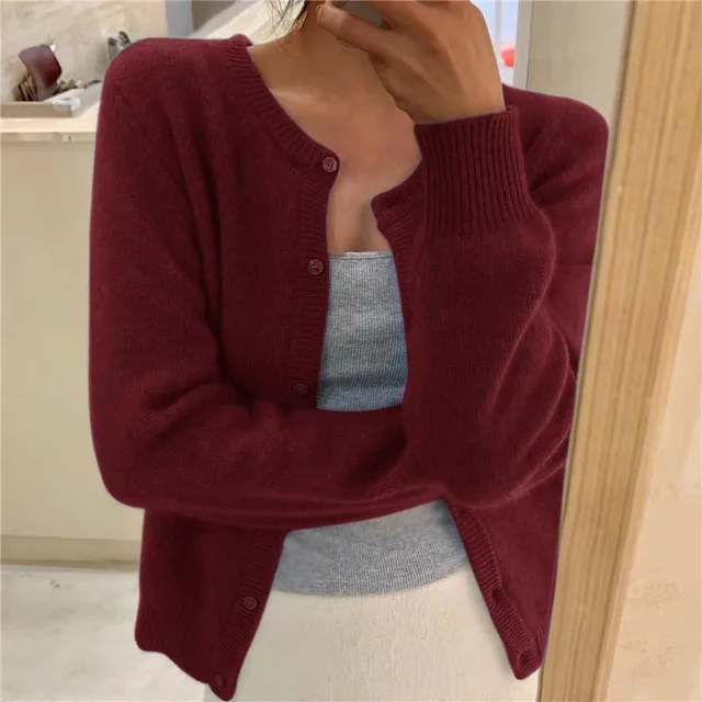 Weicher Strick-Cardigan mit Knopfverschluss und Rundhalsausschnitt