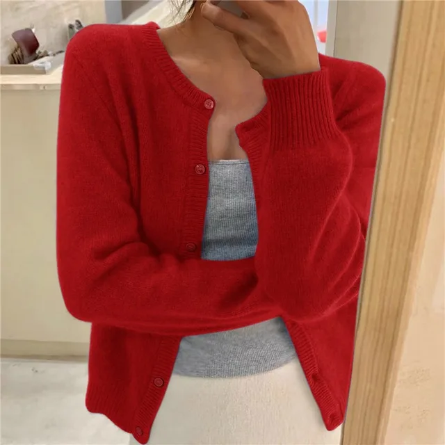 Weicher Strick-Cardigan mit Knopfverschluss und Rundhalsausschnitt