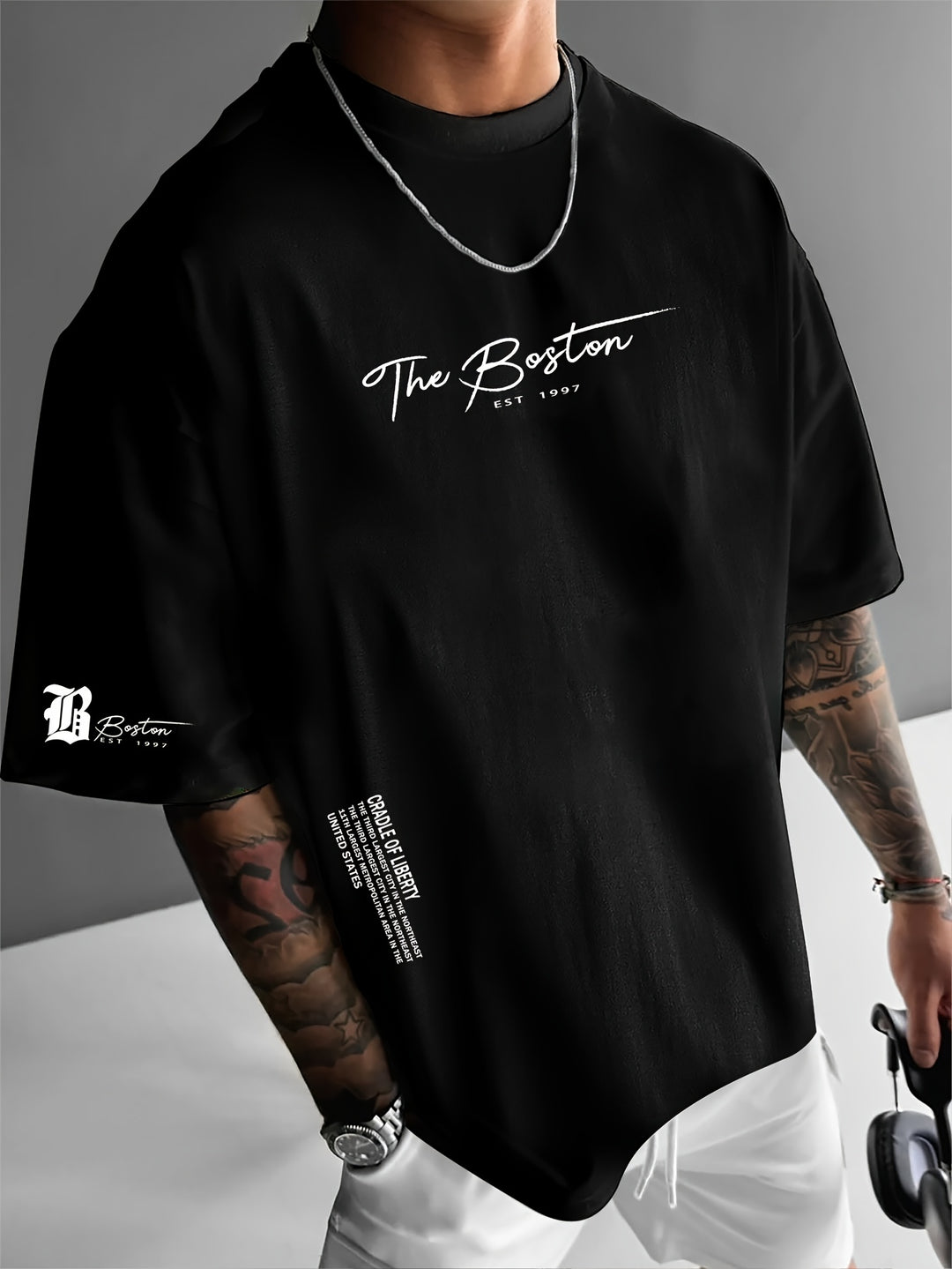 Herren Oversized Grafik Streetwear T-Shirt