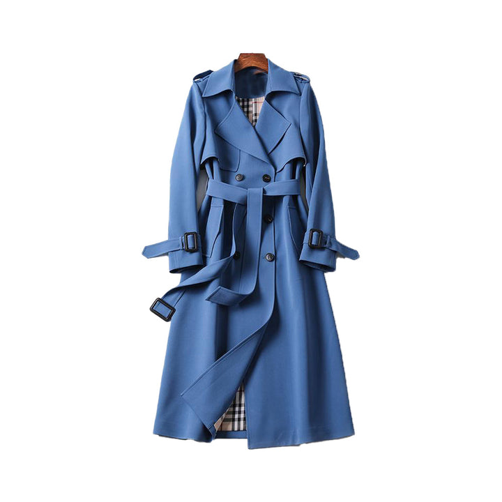 Damenmantel - Doppelter Herbst-Trenchcoat mit Knopfleiste