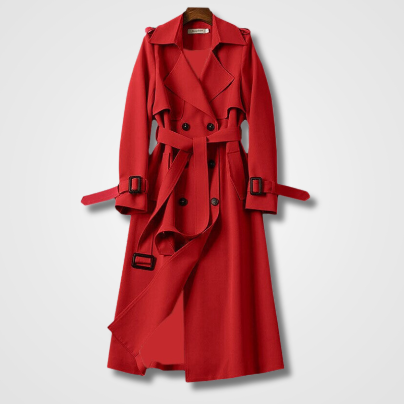 Damen Übergangsjacke | Gürtel für Taillenakzent &amp; Doppelknöpfe