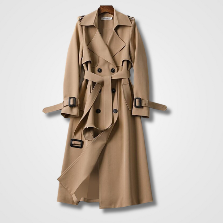 Damen Übergangsjacke | Gürtel für Taillenakzent &amp; Doppelknöpfe