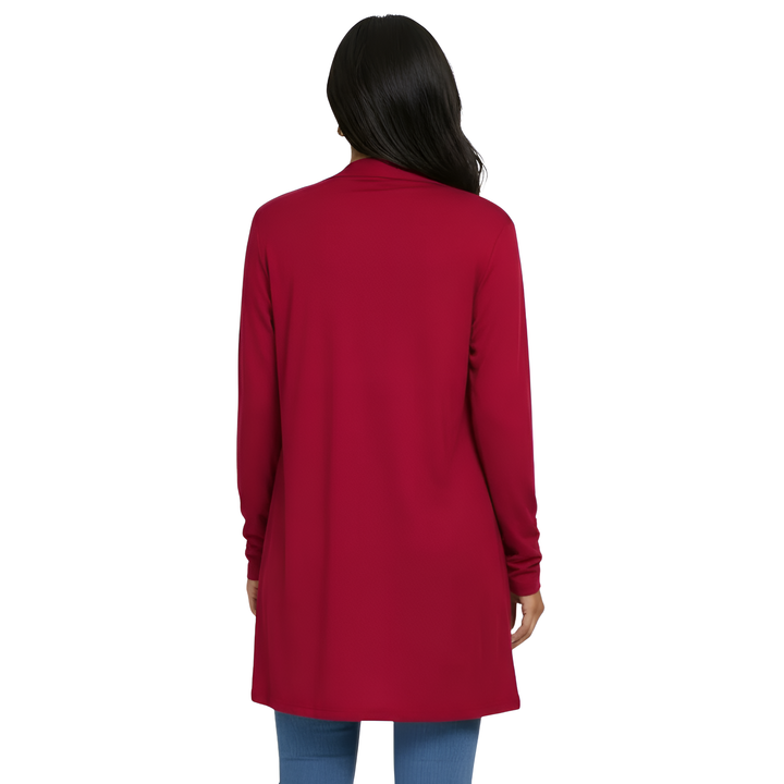 Leichter, lässiger, offener langer Cardigan mit Taschen