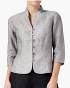 Veste femme à col montant et manches trois-quarts – Un look élégant pour le travail et les loisirs