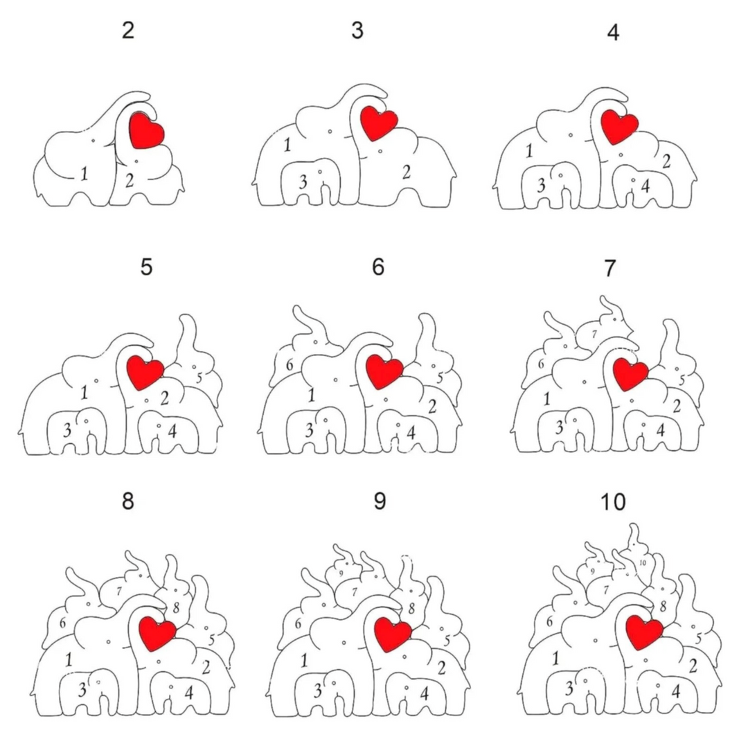 Wood Elephant Family | Customisable, personal and original