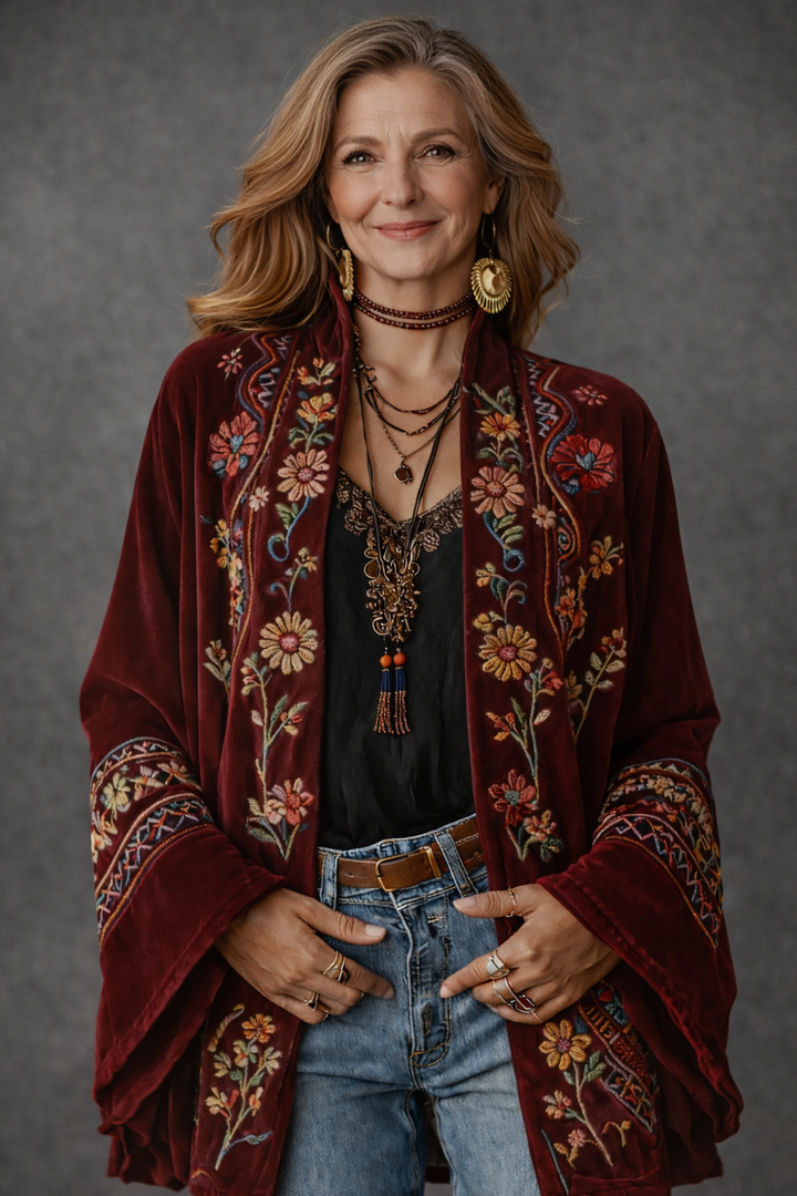 Amelie | Stilvoller Samt-Touch Bohemian Cardigan
