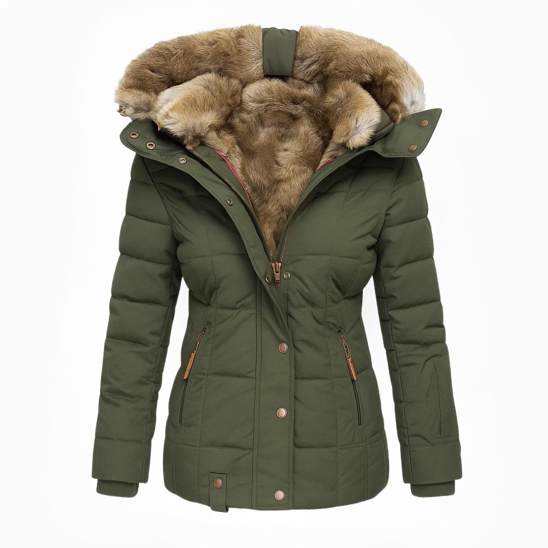 Winterjacke Damen | Lange Winterjacke Damen | Überlappender Reißverschluss &amp; Reißverschlusstaschen für Übersicht