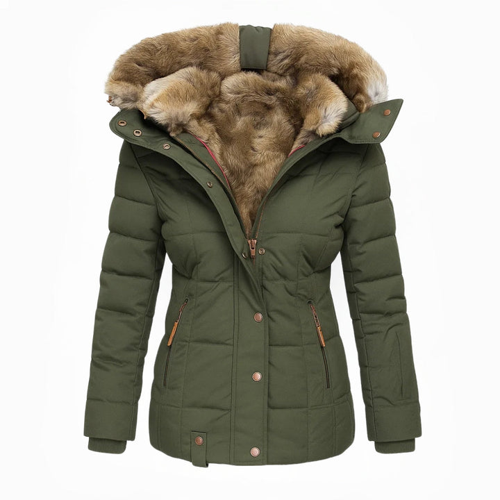 Winterjacke Damen | Lange Winterjacke Damen | Überlappender Reißverschluss &amp; Reißverschlusstaschen für Übersicht