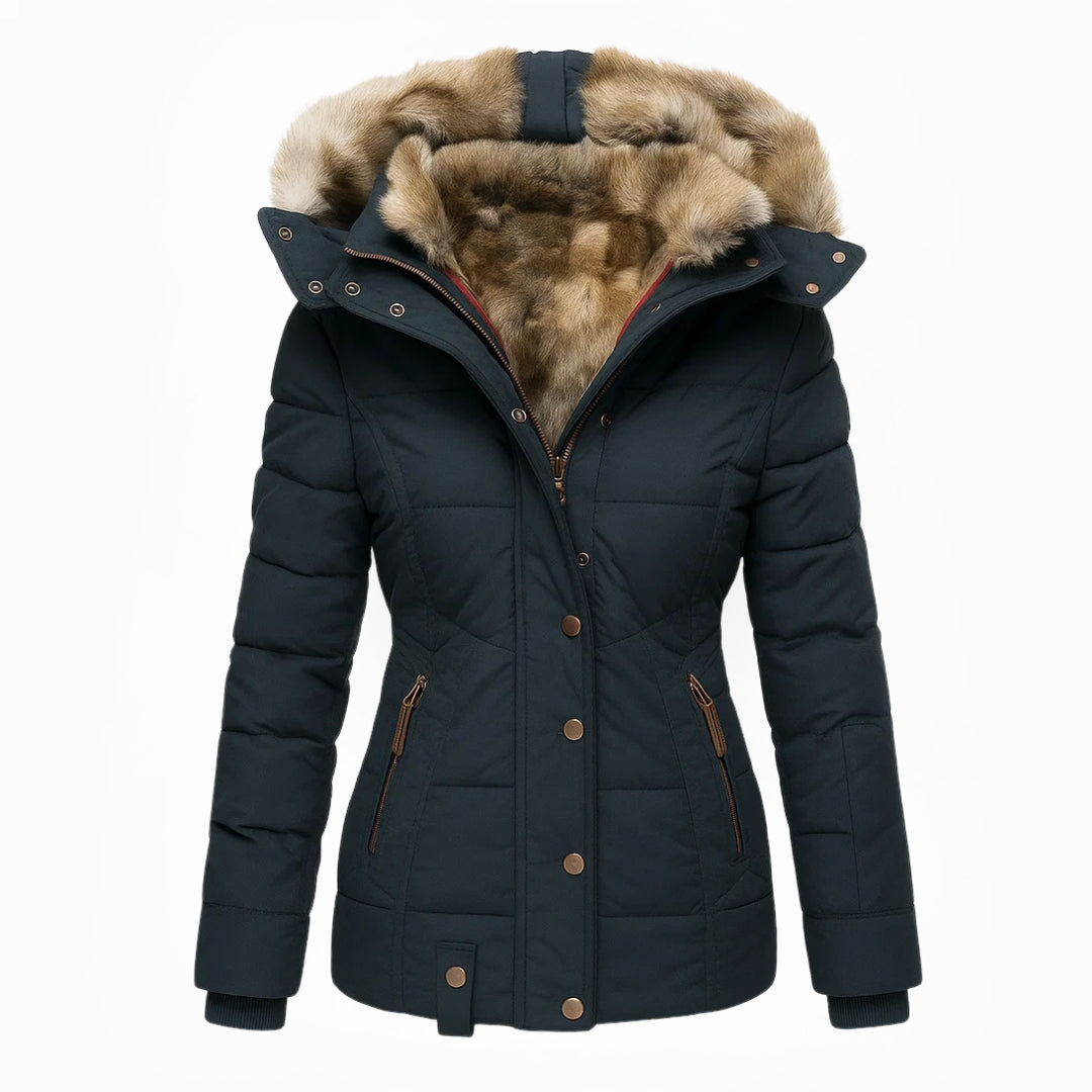 Winterjacke Damen | Lange Winterjacke Damen | Überlappender Reißverschluss &amp; Reißverschlusstaschen für Übersicht