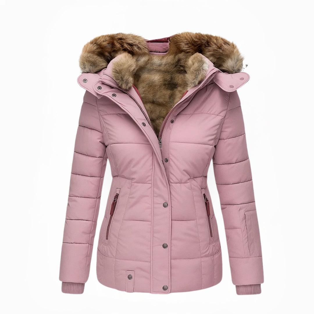 Winterjacke Damen | Lange Winterjacke Damen | Überlappender Reißverschluss &amp; Reißverschlusstaschen für Übersicht