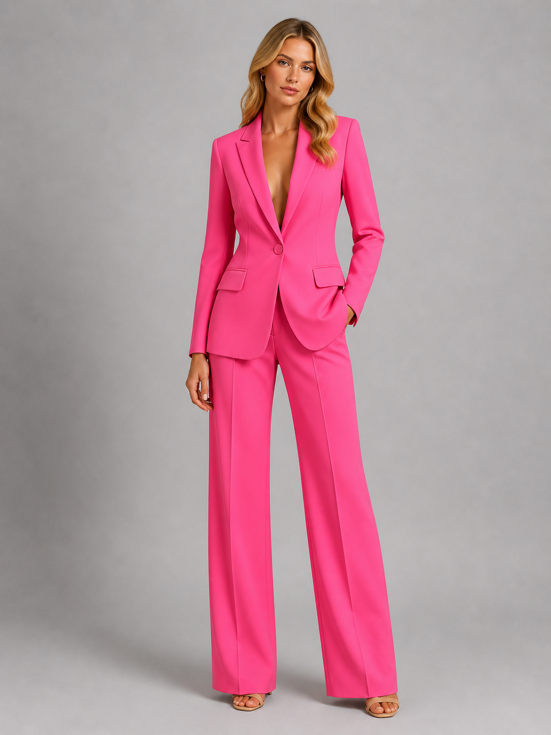 Ensemble blazer ajusté et pantalon large pour femme – Style pour occasions élégantes