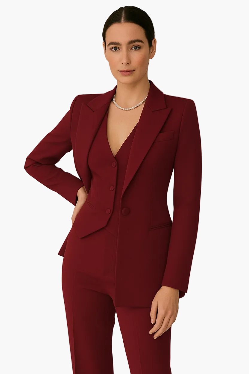 Damen Business-Anzug 3-teilig – Elegante Jacke, Weste &amp; Hose für Büro- und formelle Anlässe