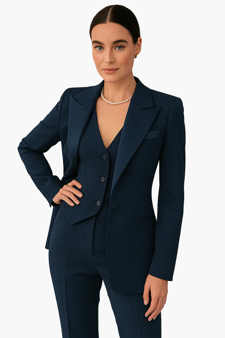 Damen Business-Anzug 3-teilig – Elegante Jacke, Weste &amp; Hose für Büro- und formelle Anlässe