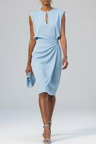 Katharina | Women's Midi Dress with Keyhole Neckline and Gathering