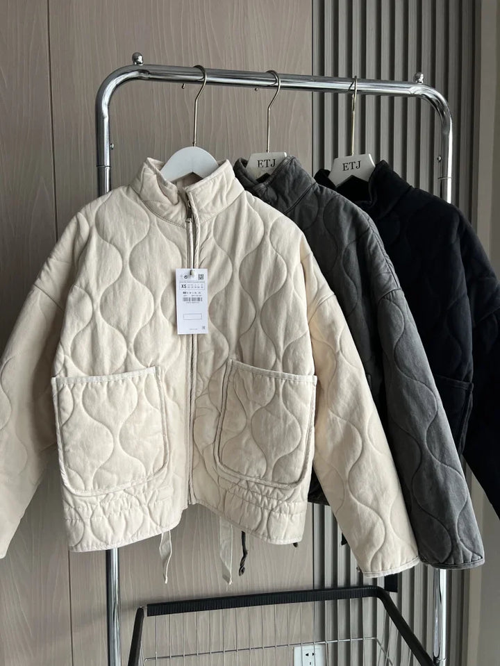 Jacke Damen - Steppjacke mit hohem Kragen und aufgesetzten Taschen
