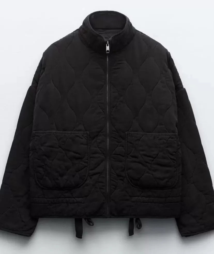 Jacke Damen - Steppjacke mit hohem Kragen und aufgesetzten Taschen