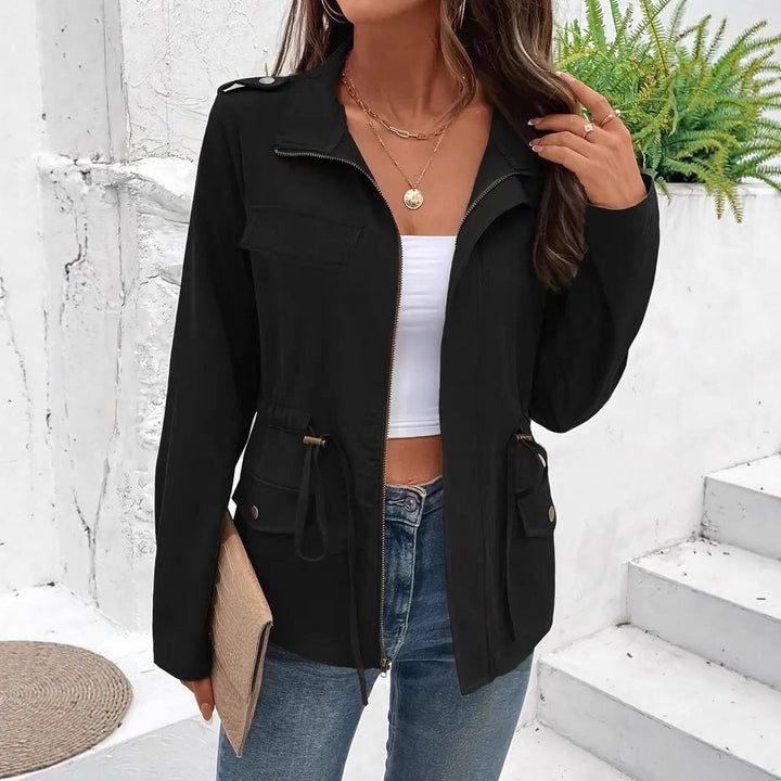 Regenjacke Damen - Zip-Up Regenjacke mit Kordelzug in der Taille