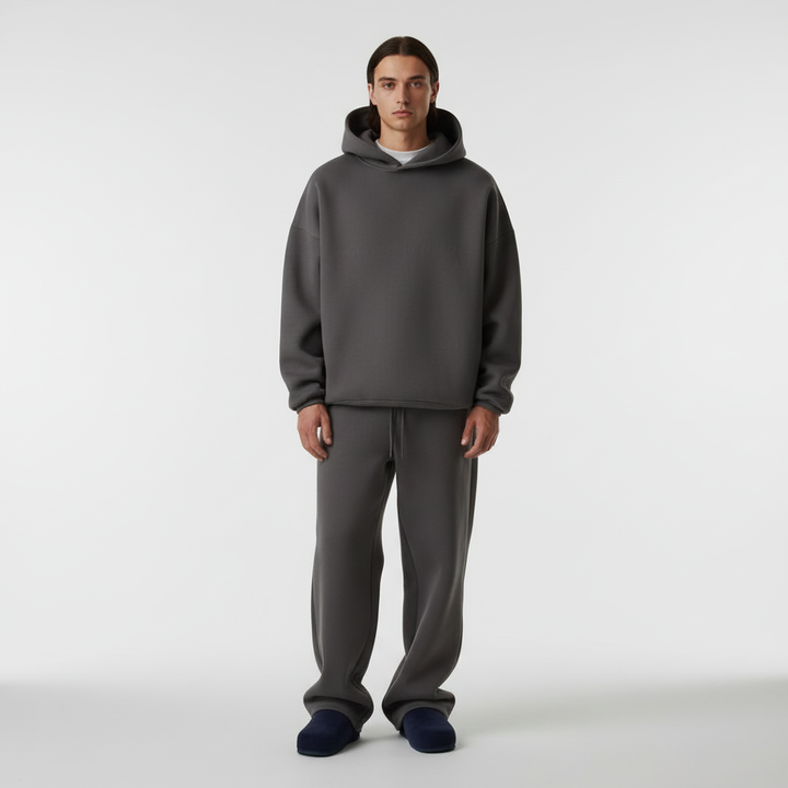 Herren Lässiger Hoodie Trainingsset – Atmungsaktives Oversized Zweiteiliges Set Für Fitness Und Alltag
