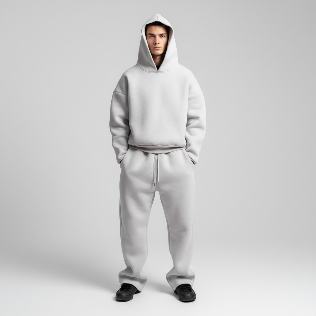 Herren Lässiger Hoodie Trainingsset – Atmungsaktives Oversized Zweiteiliges Set Für Fitness Und Alltag