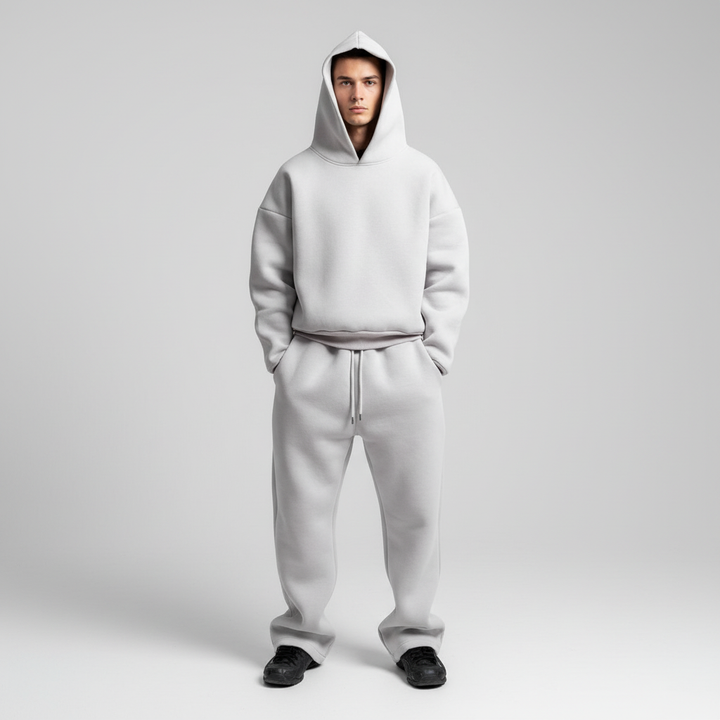 Herren Lässiger Hoodie Trainingsset – Atmungsaktives Oversized Zweiteiliges Set Für Fitness Und Alltag