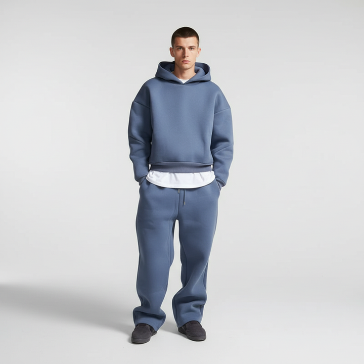 Herren Lässiger Hoodie Trainingsset – Atmungsaktives Oversized Zweiteiliges Set Für Fitness Und Alltag