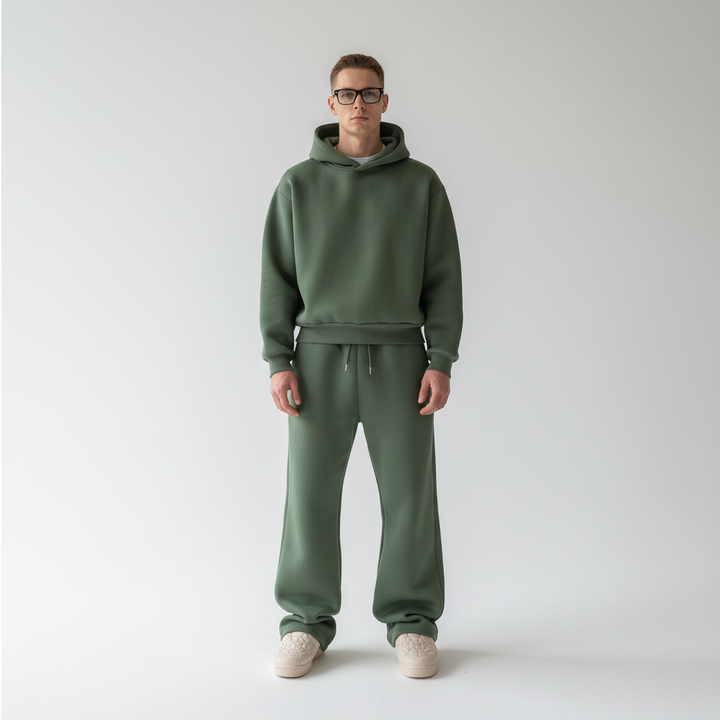 Herren Lässiger Hoodie Trainingsset – Atmungsaktives Oversized Zweiteiliges Set Für Fitness Und Alltag