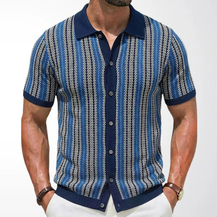 Polohemd Herren - Stricktexturiertes lässiges Polo mit kurzen Ärmeln