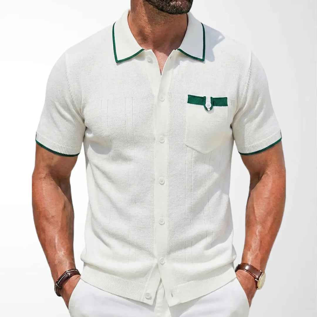 Polohemd Herren - Stricktexturiertes lässiges Polo mit kurzen Ärmeln