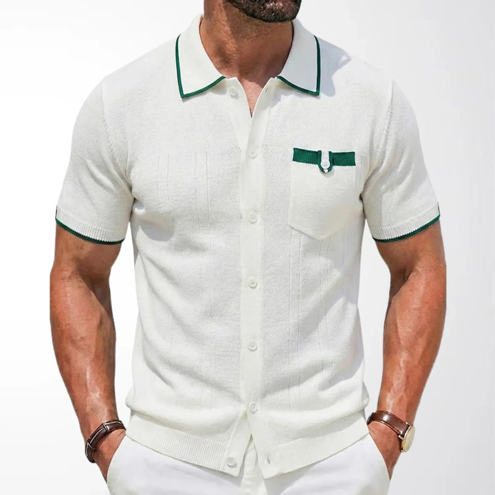 Polohemd Herren - Stricktexturiertes lässiges Polo mit kurzen Ärmeln