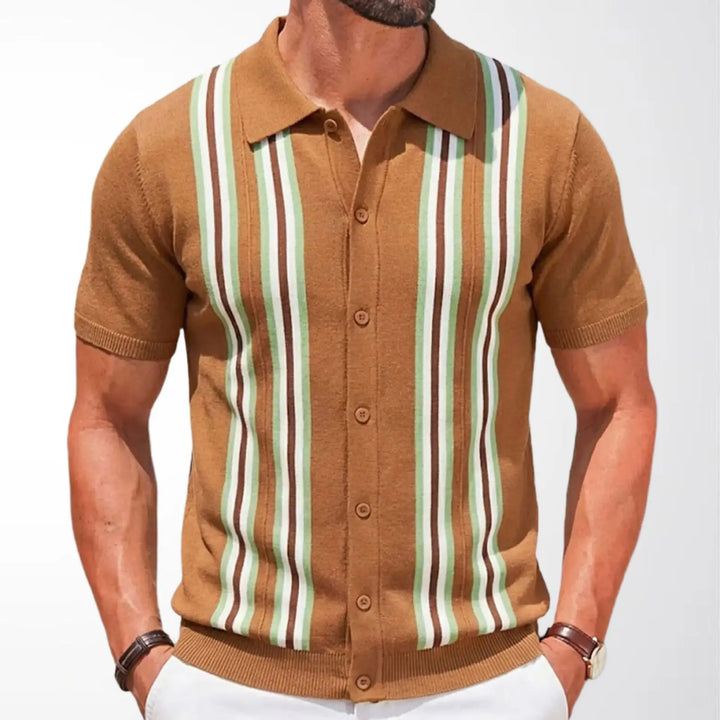 Polohemd Herren - Stricktexturiertes lässiges Polo mit kurzen Ärmeln