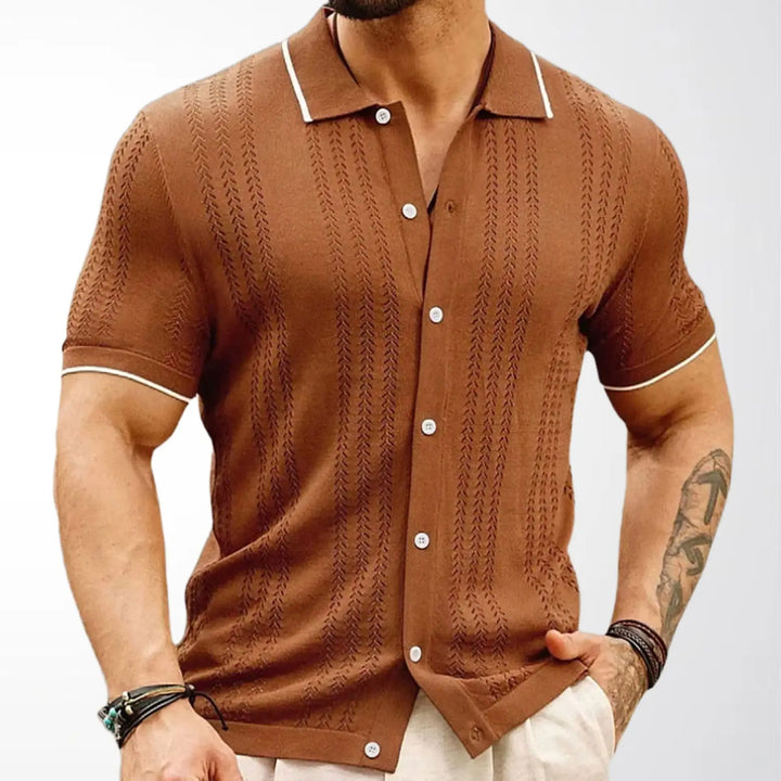 Polohemd Herren - Stricktexturiertes lässiges Polo mit kurzen Ärmeln
